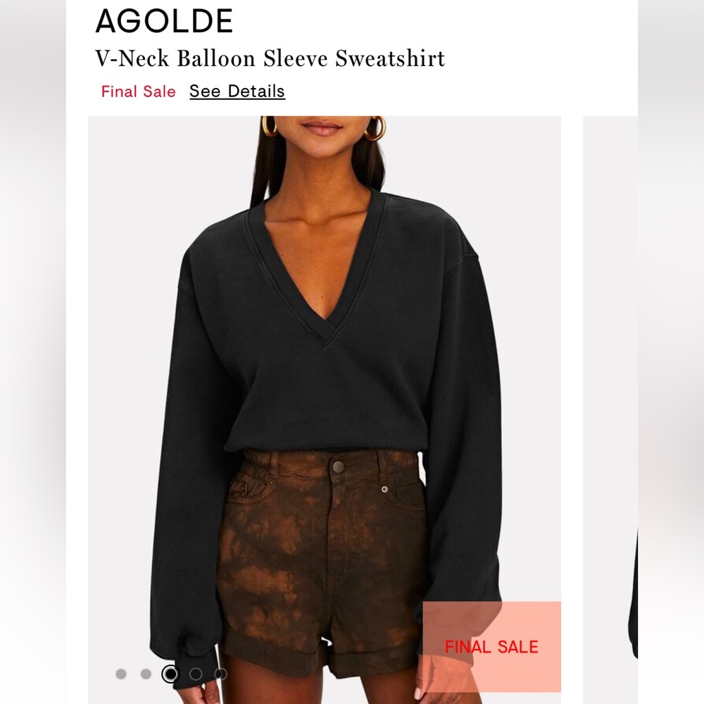 Agolde low vneck balloon sleeve sweatshirt - Picture 14 of 15